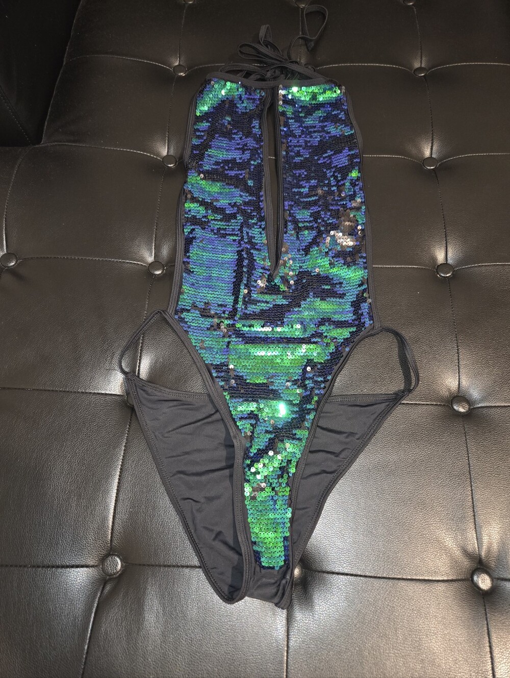 Sequin One-Piece Swimsuit in Green-Blue